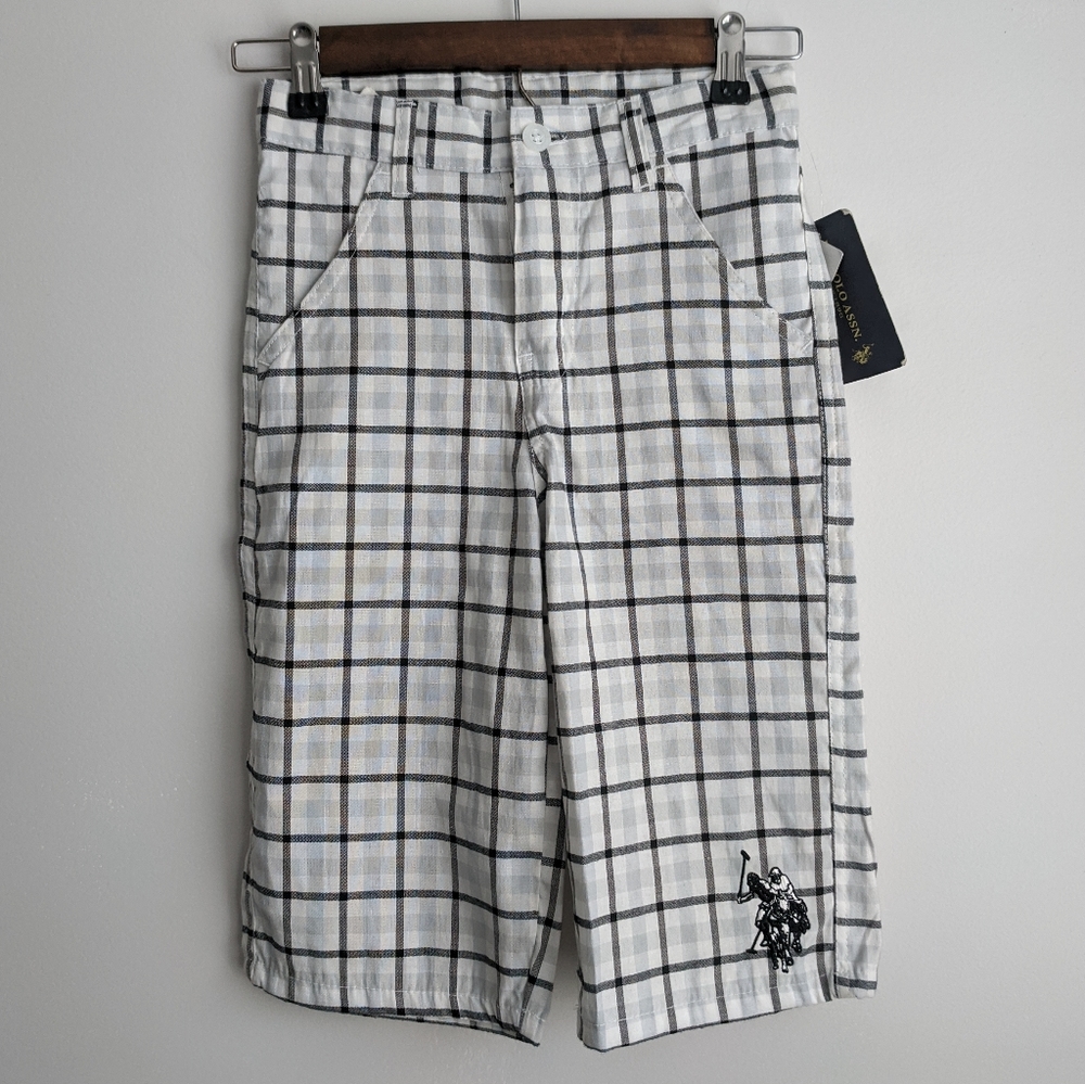 US Polo Assn. 7X Boys Plaid Long Shorts